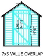 Shire Value Overlap 7ft x 5ft Shed – Windowless - Image 5