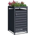 Anthracite Grey Wheelie Bin Storage With Planter- Single Bin Store - Image 2