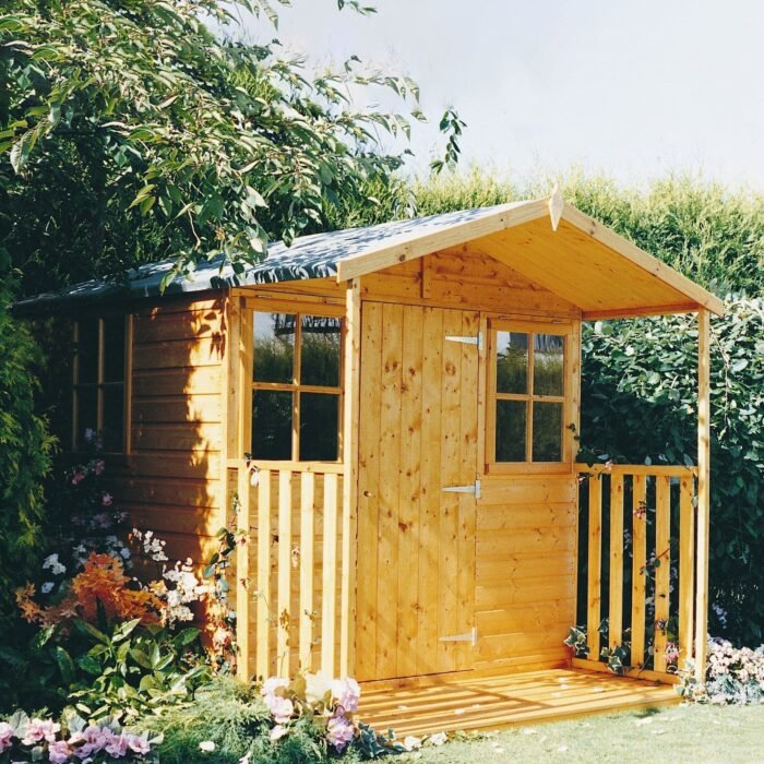7x7Casita_optionalverandah_cbf72d3b-ad33-4c7d-a7b8-825a6120f1ba-700x700-1.jpg Shire Casita 9ft x 7ft Garden Shed with Veranda - Image 1
