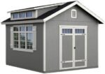 Handy Home Products Windemere 10×12 Do-it-Yourself Wooden Storage Shed with Floor, Beige