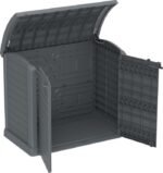 Duramax StoreAway Cedargrain Plastic Garden Storage Box – 1200L Arc Lid – Grey - Image 5