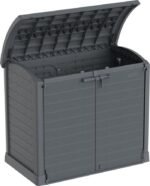 Duramax StoreAway Cedargrain Plastic Garden Storage Box – 1200L Arc Lid – Grey - Image 6