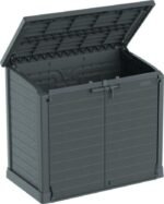 Duramax StoreAway Cedargrain Plastic Garden Storage Box – 1200L Flat Lid – Grey - Image 3