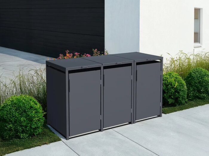 Wheelie-Solid-Triple-Presti-Edit_1800x_WEB131-700x525-1.jpg Anthracite Grey Solid Panel Wheelie Bin Storage – Triple Bin Store - Image 1