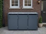 Anthracite Grey Solid Panel Wheelie Bin Storage – Triple Bin Store - Image 3