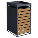 Wood Effect Wheelie Bin Storage With Planter- Single Bin Store - Image 2