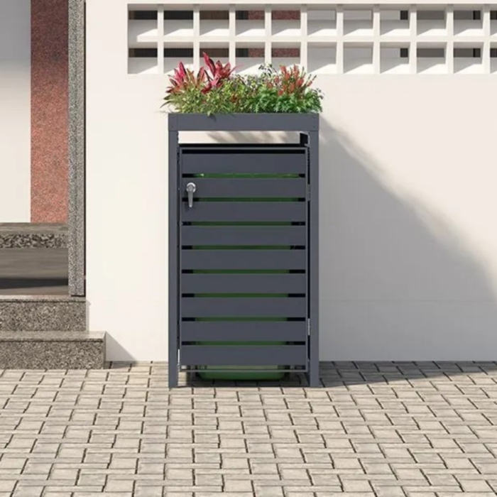 fop0dgd8-700x700-1.png Anthracite Grey Wheelie Bin Storage With Planter- Single Bin Store - Image 1
