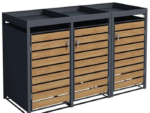 Wood Effect Wheelie Bin Storage With Planter – Triple Bin Store - Image 4