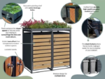 Wood Effect Wheelie Bin Storage With Planter- Single Bin Store - Image 4