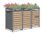 Wood Effect Wheelie Bin Storage With Planter – Triple Bin Store - Image 7