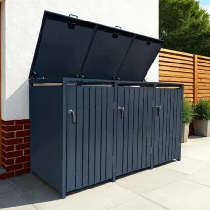 Anthracite Grey Wheelie Bin Storage – Triple Bin Store