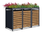 Wood Effect Wheelie Bin Storage With Planter – Triple Bin Store
