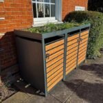 Wood Effect Wheelie Bin Storage With Planter – Triple Bin Store - Image 2