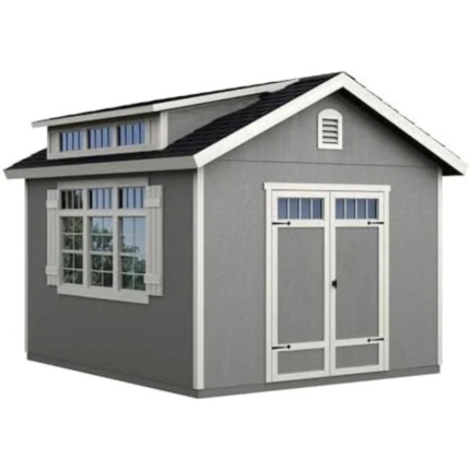 Handy Home Products Windemere 10×12 Do-it-Yourself Wooden Storage Shed with Floor, Beiges
